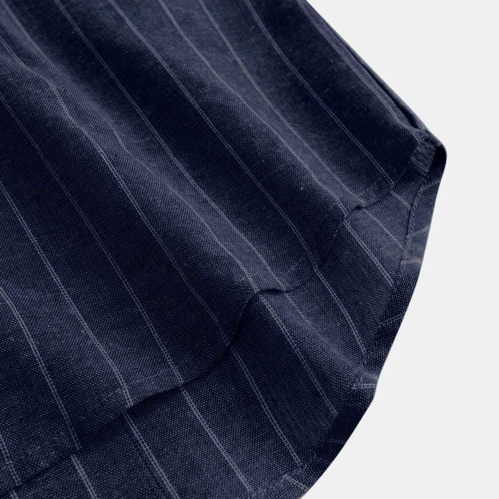 Striped Linen Three Quarter Sleeve Men's Shirt