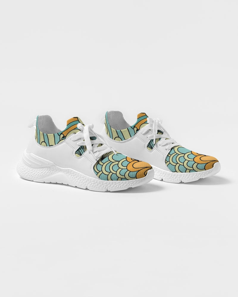 Angry yellow blue green print Women's Two-Tone Sneaker