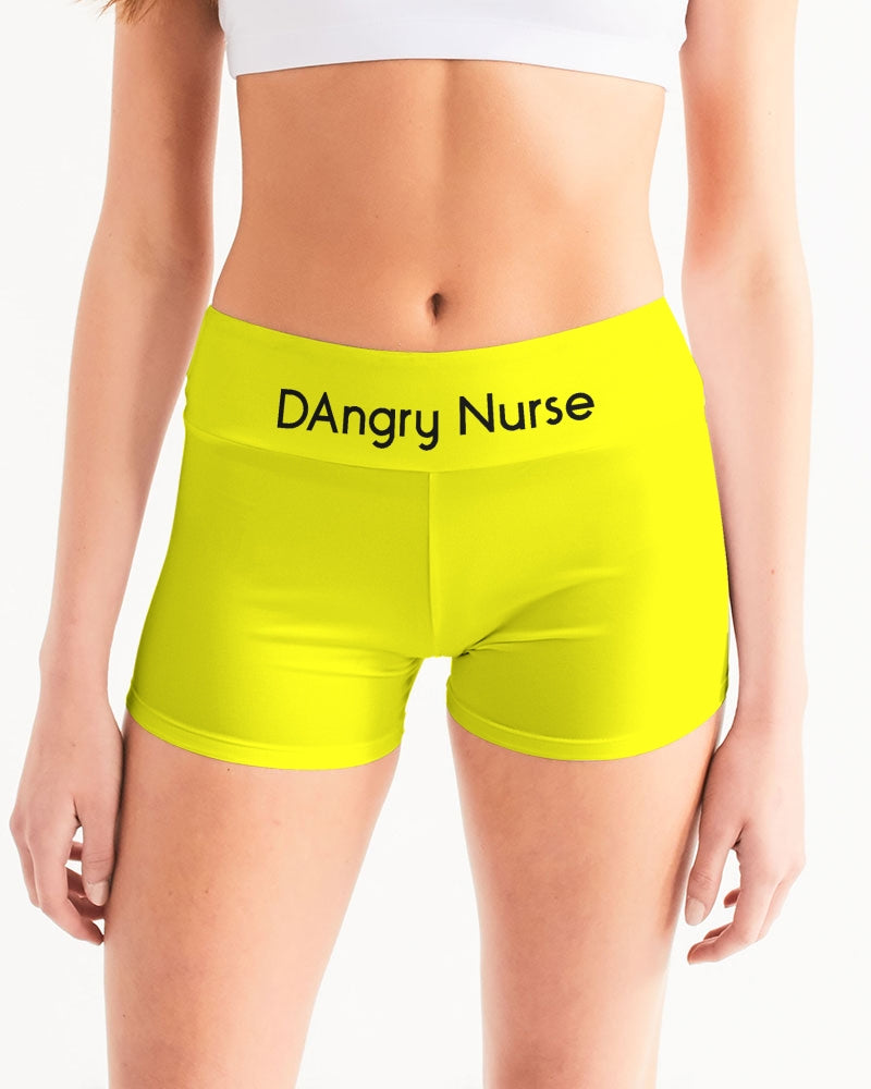 Angry Yellow Women's Mid-Rise Yoga Shorts