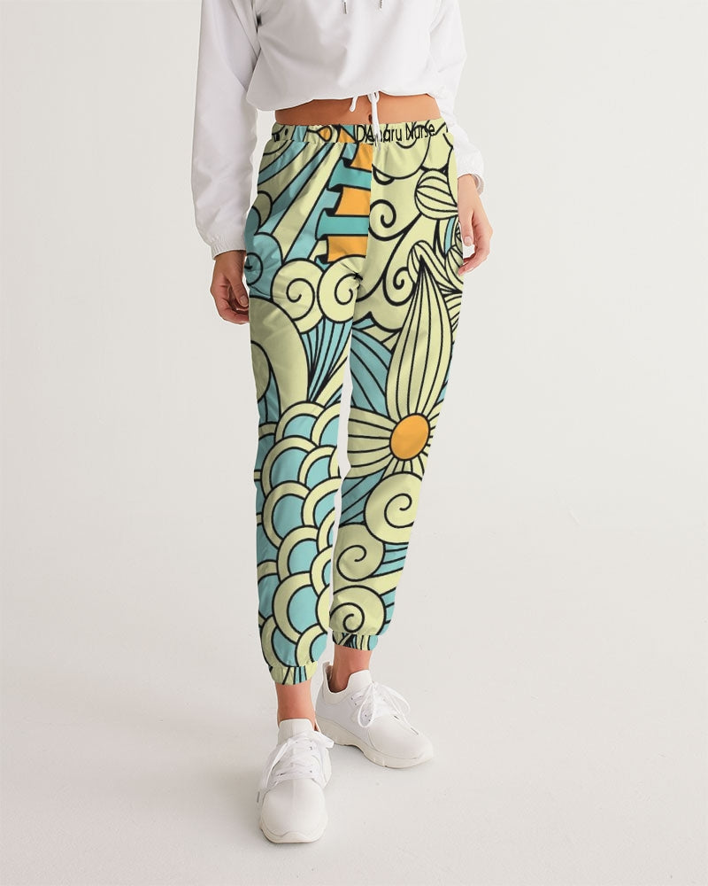 Angry yellow blue green print Women's Track Pants