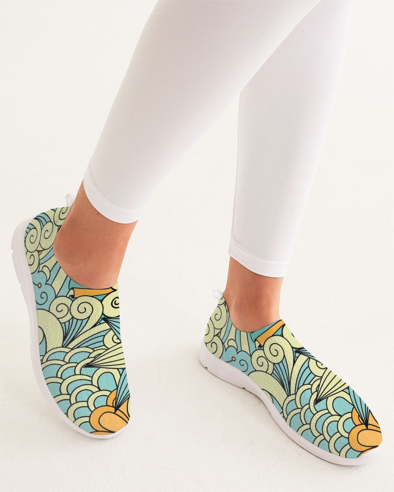 Angry yellow blue green print Women's Slip-On Flyknit Shoe