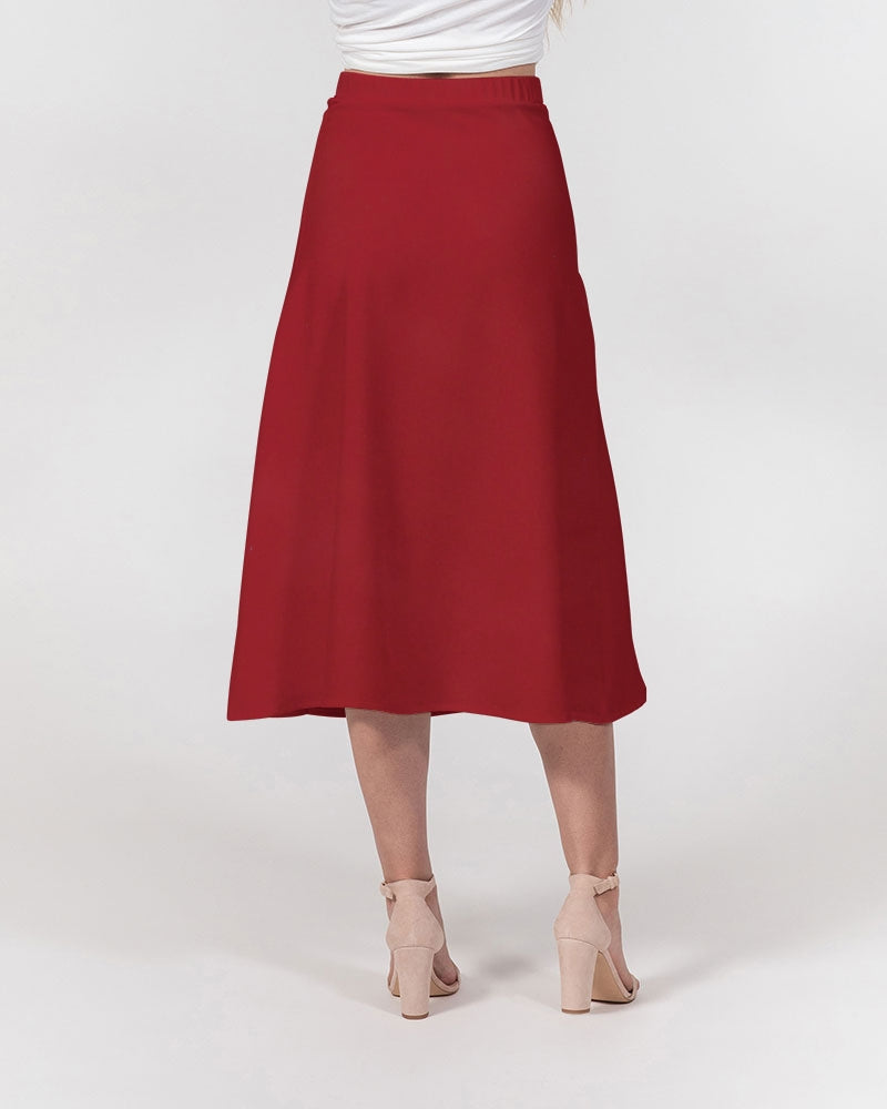 red Women's A-Line Midi Skirt