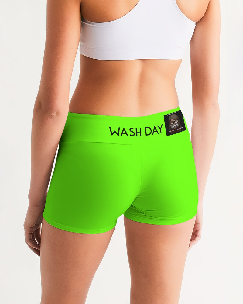 neon green Women's Mid-Rise Yoga Shorts