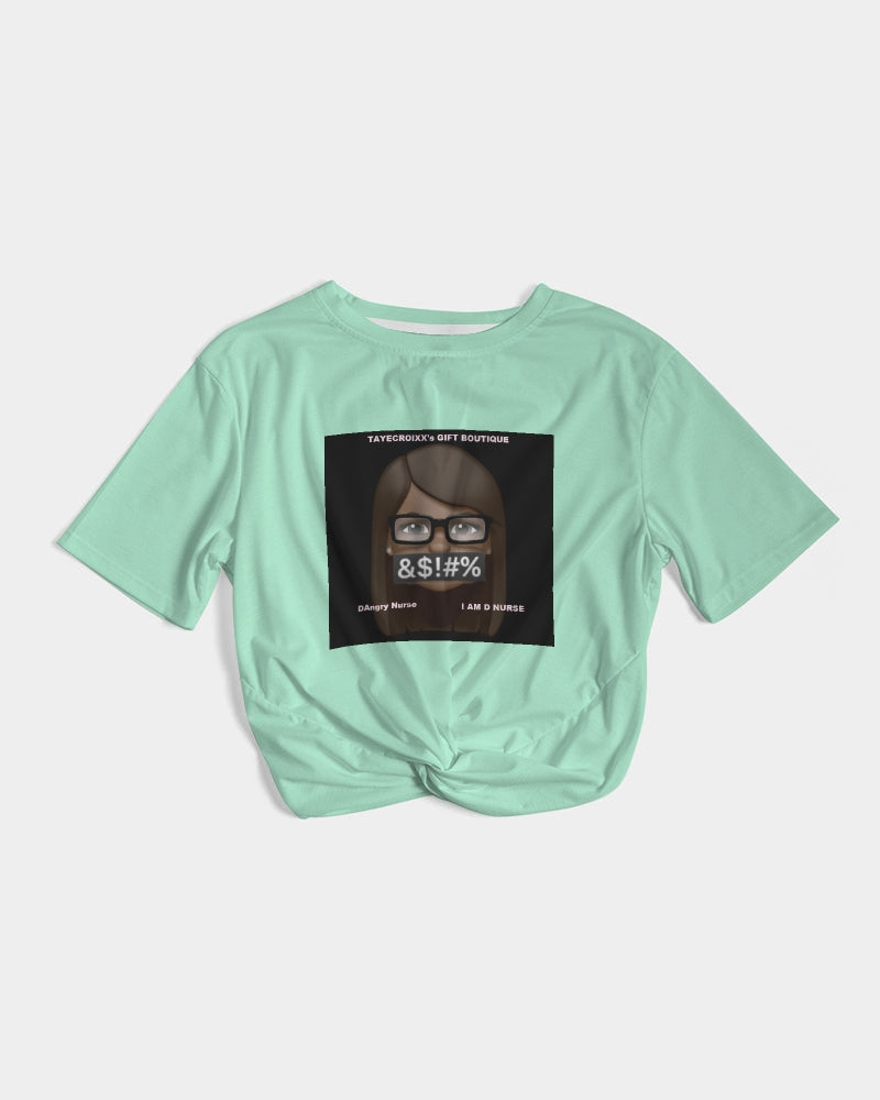 Angry pastel green Women's Twist-Front Cropped Tee