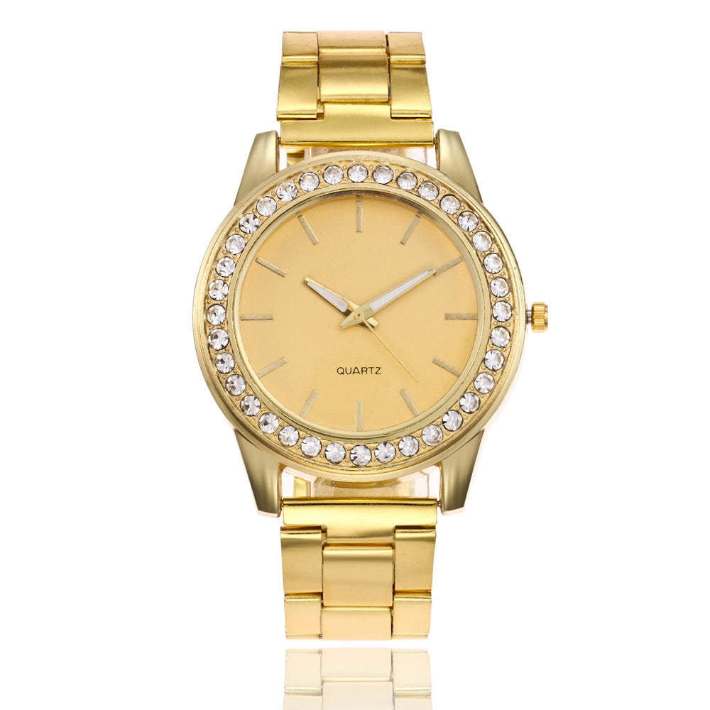 Women's Alloy Steel Band Full Diamond Simple Scale Watch