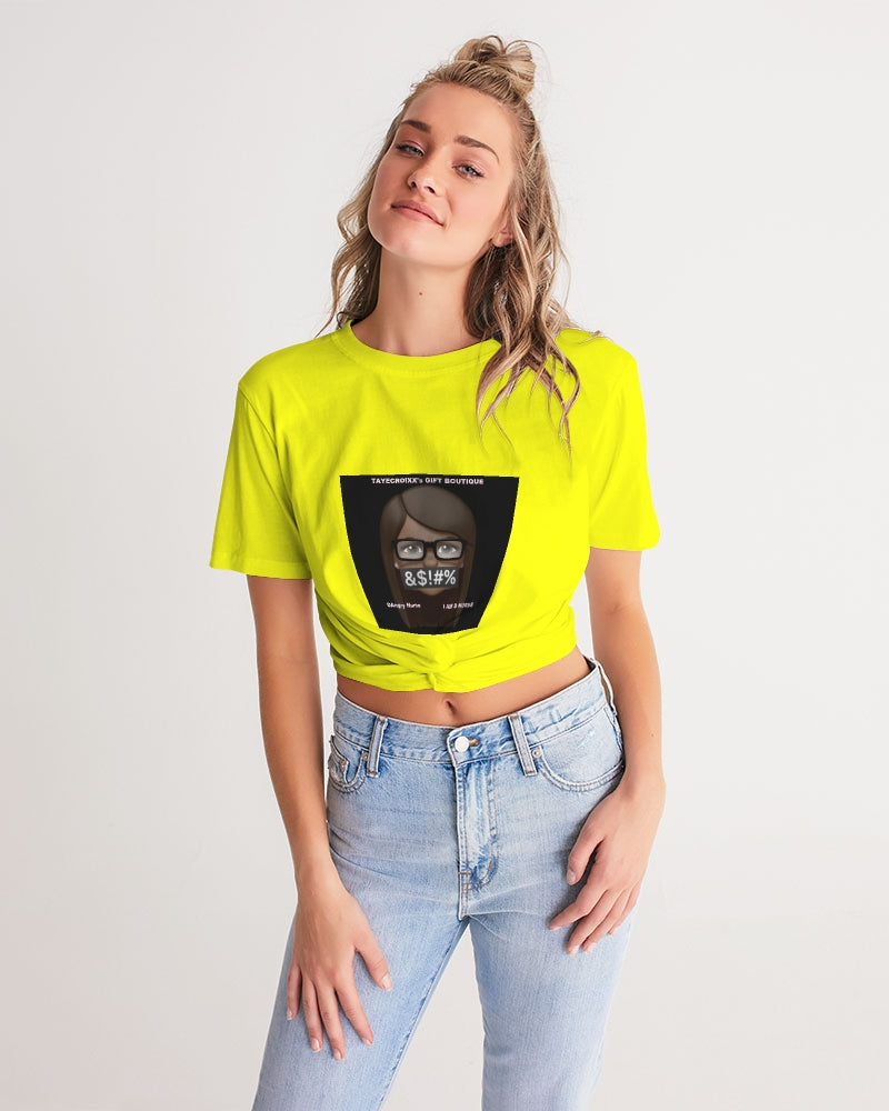 Angry Yellow Women's Twist-Front Cropped Tee