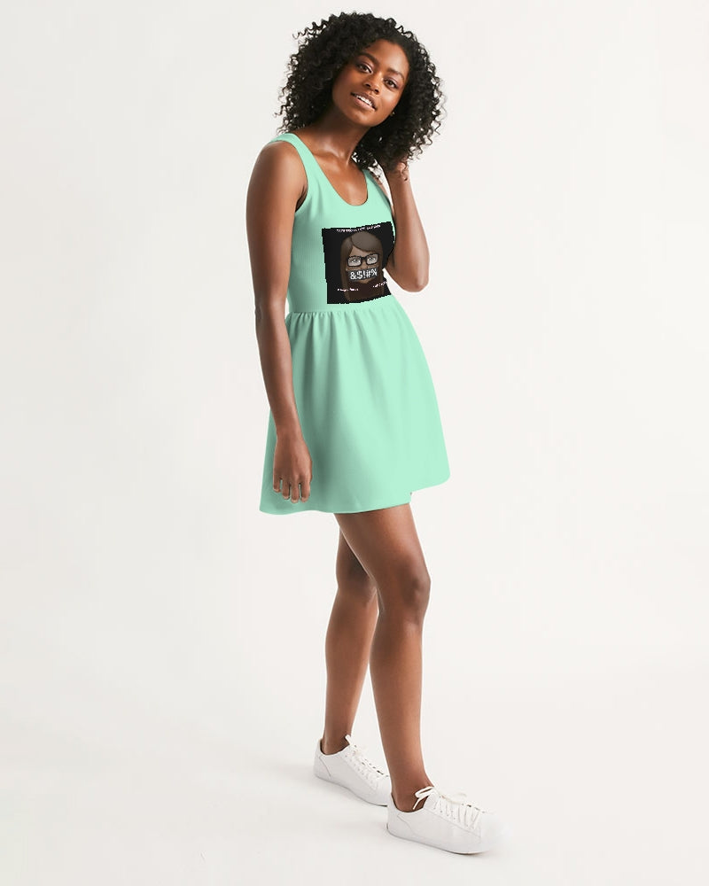 Angry pastel green Women's Scoop Neck Skater Dress