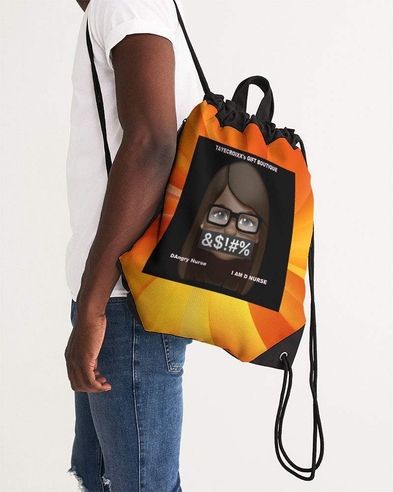 angry orange Canvas Drawstring Bag