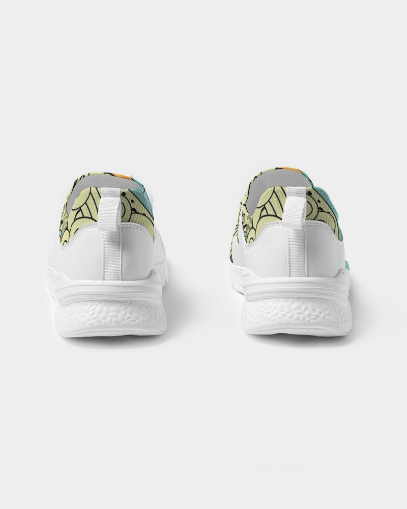 Angry yellow blue green print Women's Two-Tone Sneaker