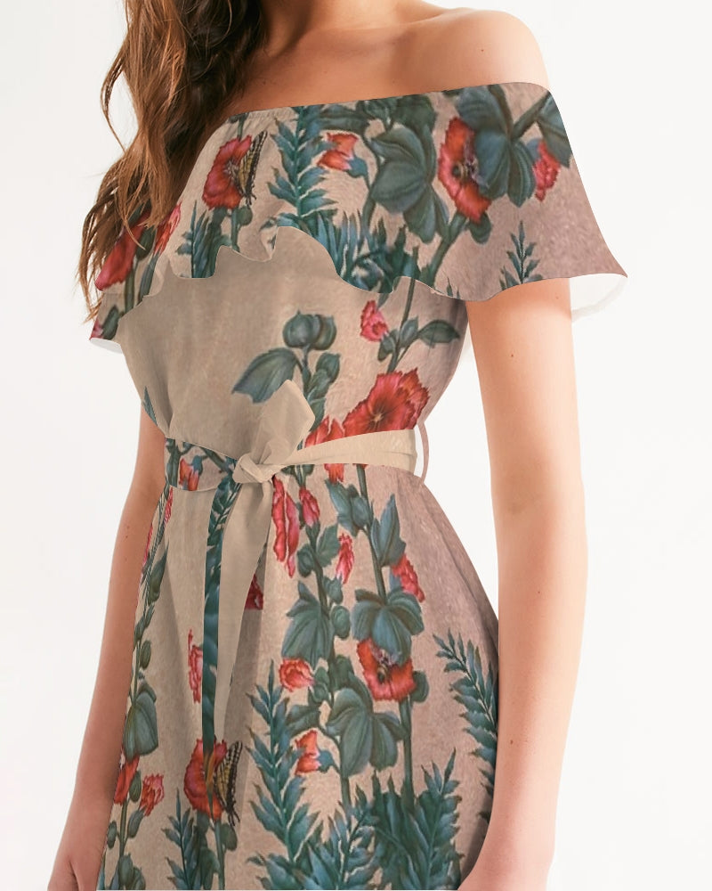 Angry Flowers Women's Off-Shoulder Dress