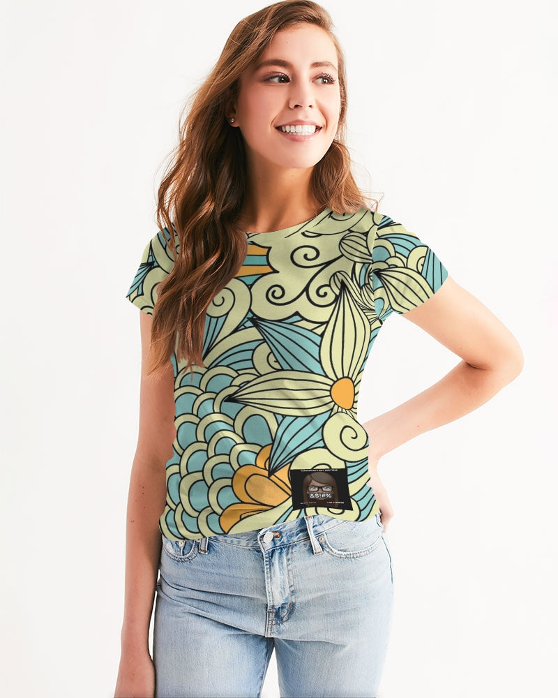 Angry yellow blue green print Women's Tee