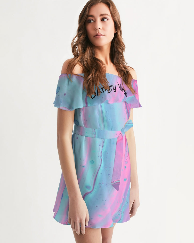 Angry Tye Dye Women's Off-Shoulder Dress