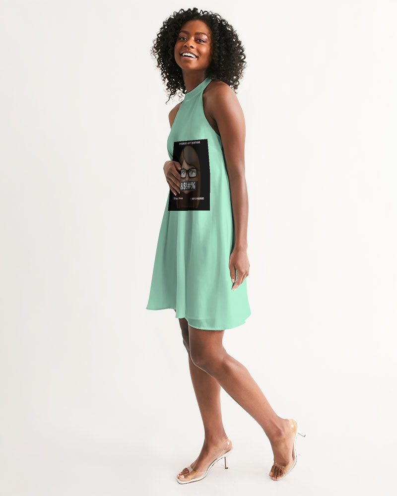 Angry pastel green Women's Halter Dress