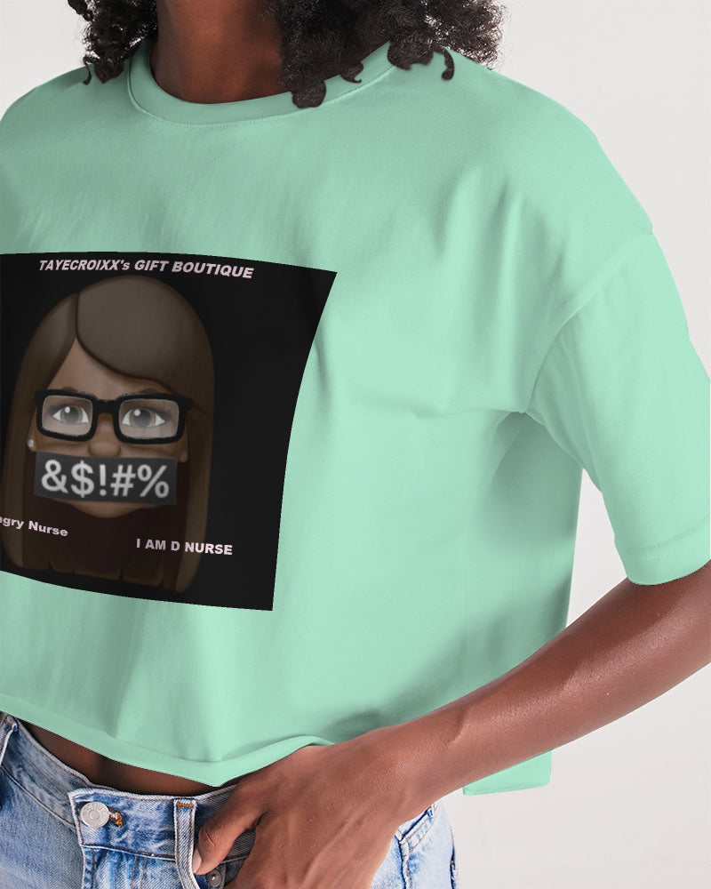 Angry pastel green Women's Lounge Cropped Tee