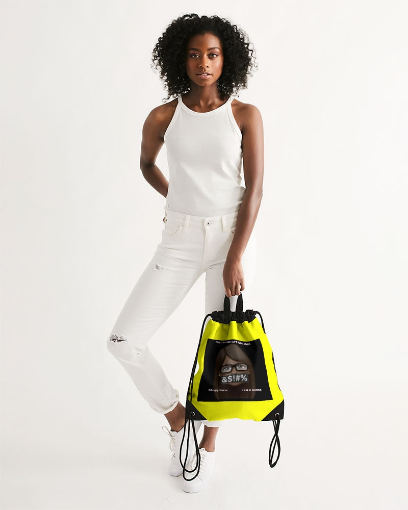 Angry Yellow Canvas Drawstring Bag