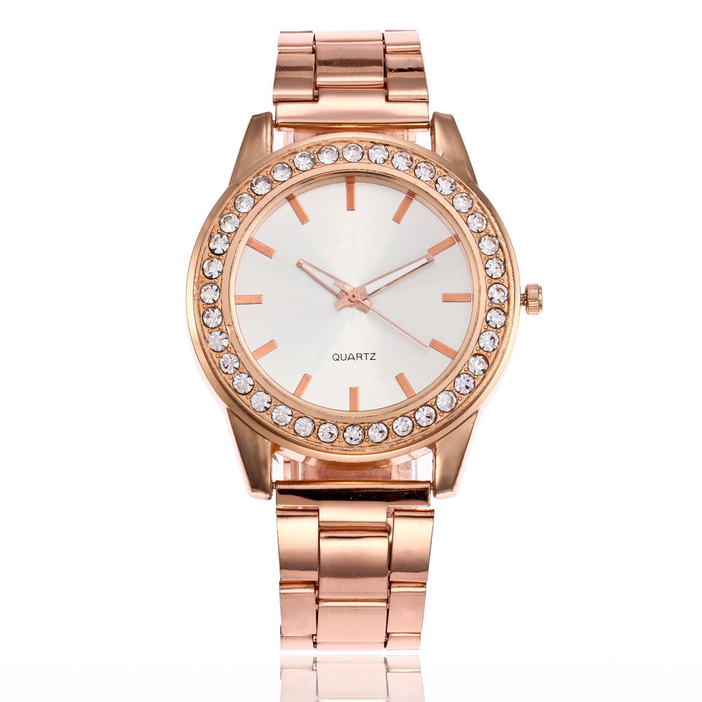 Women's Alloy Steel Band Full Diamond Simple Scale Watch