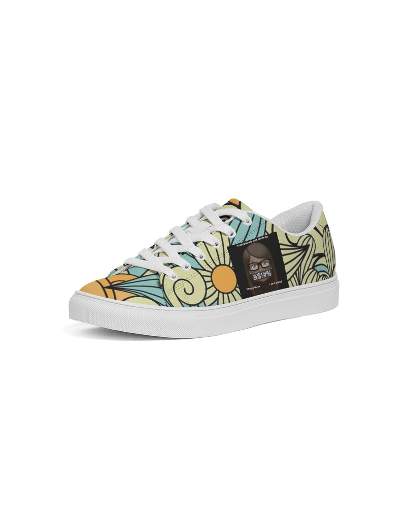 Angry yellow blue green print Women's Faux-Leather Sneaker