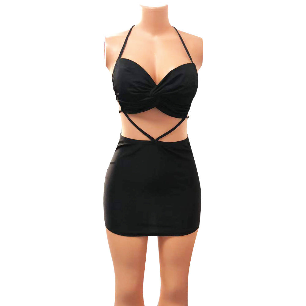 Women's Fashion Skinny Backless Cross-Tie Dress