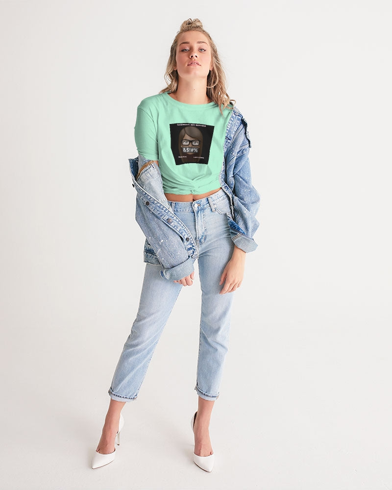 Angry pastel green Women's Twist-Front Cropped Tee