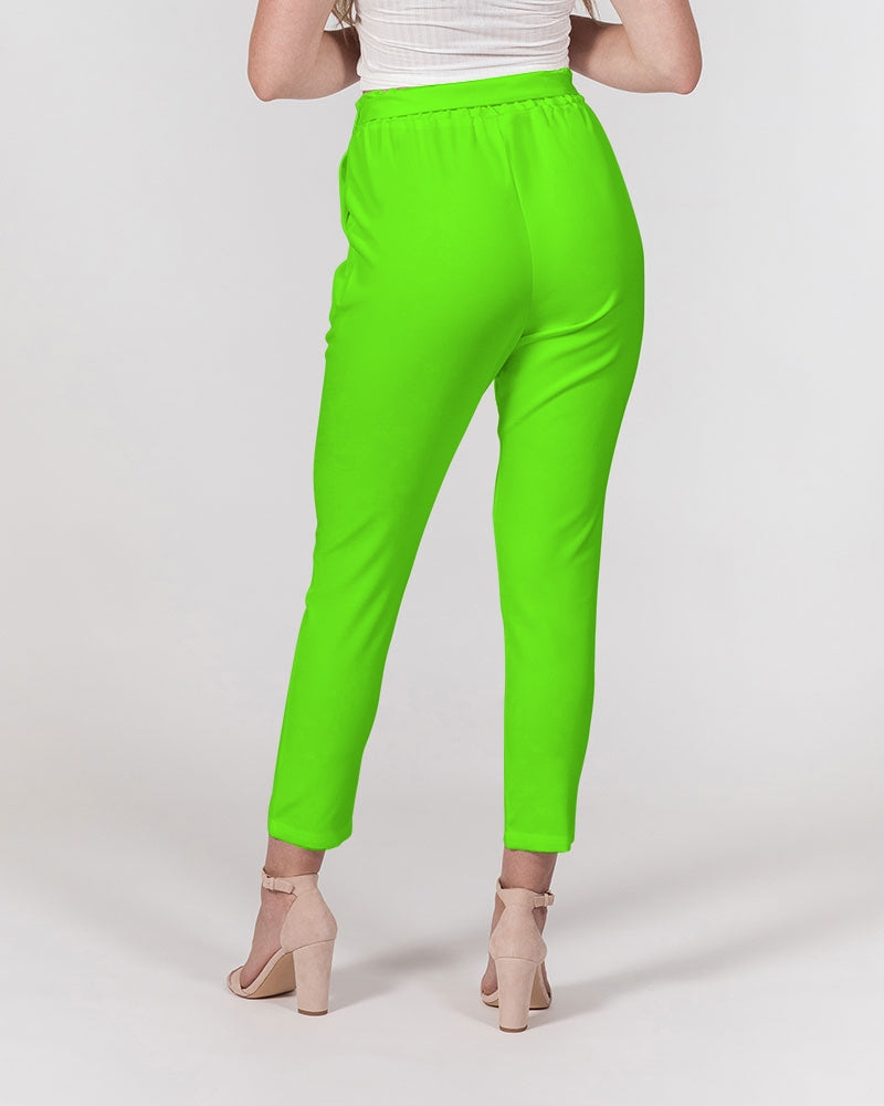 neon green Women's Belted Tapered Pants