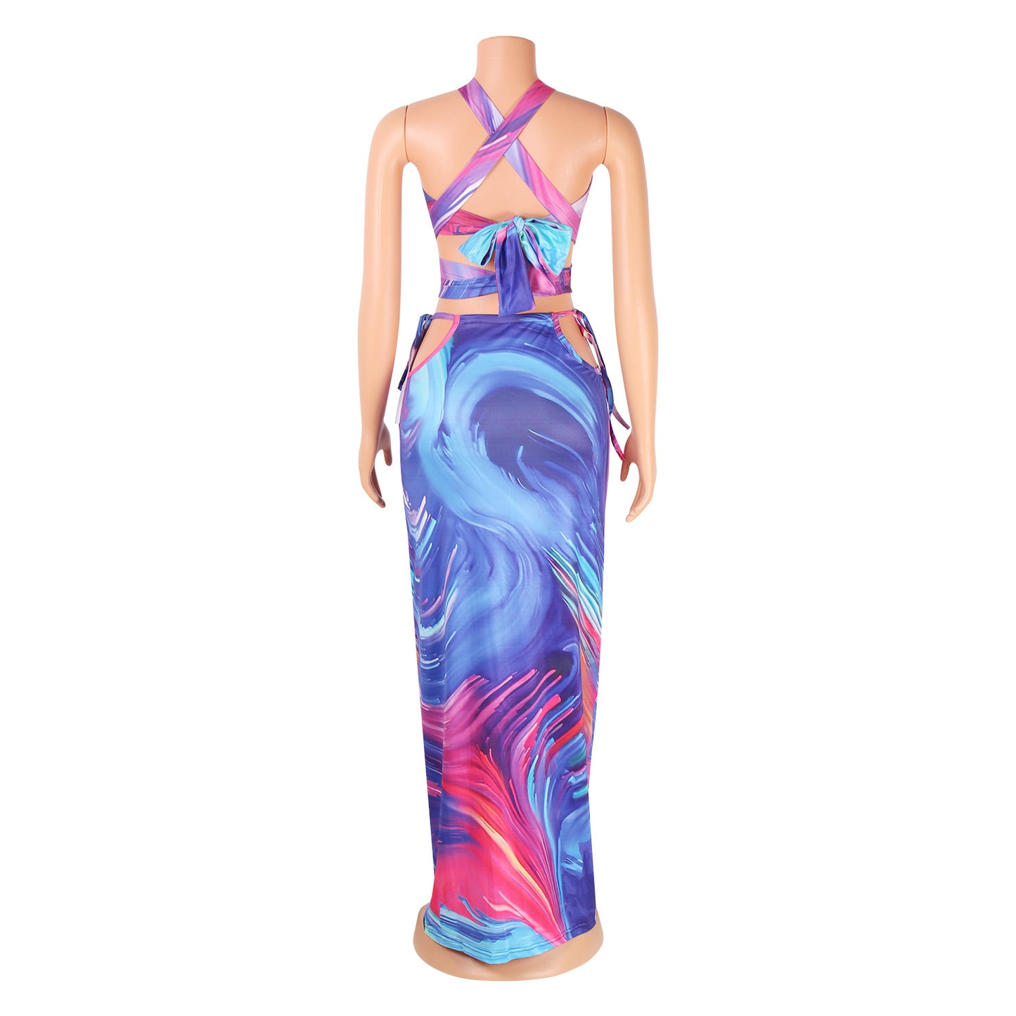 Fashion Sexy Digital Print Breast Wrap Ladies Two-Piece Suit