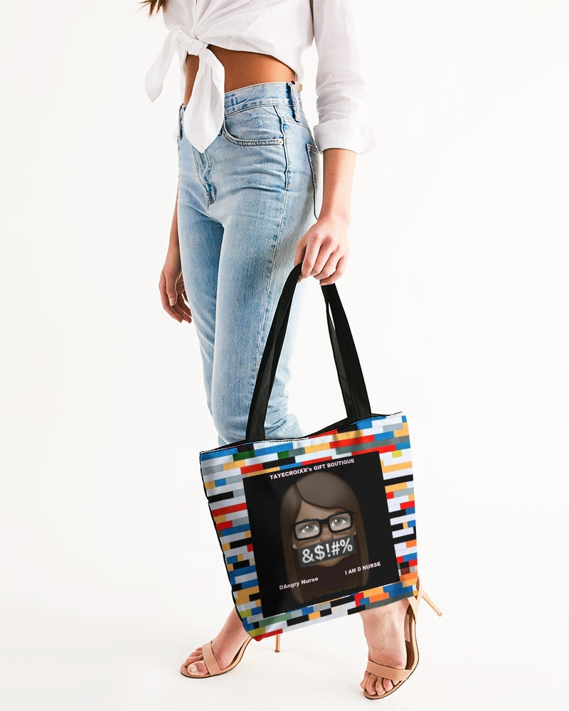 Angry Blocks Canvas Zip Tote
