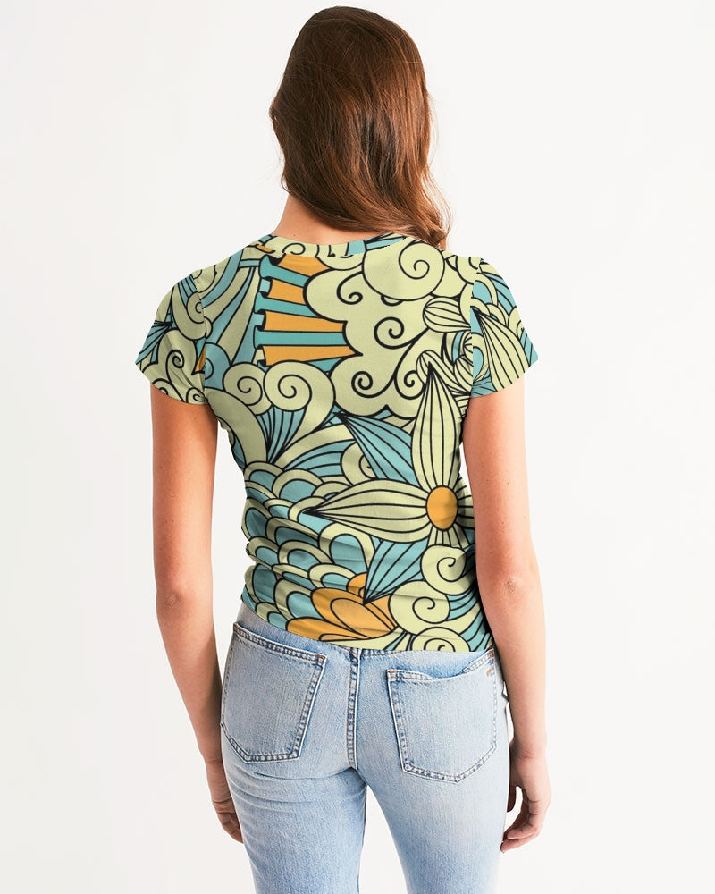 Angry yellow blue green print Women's Tee