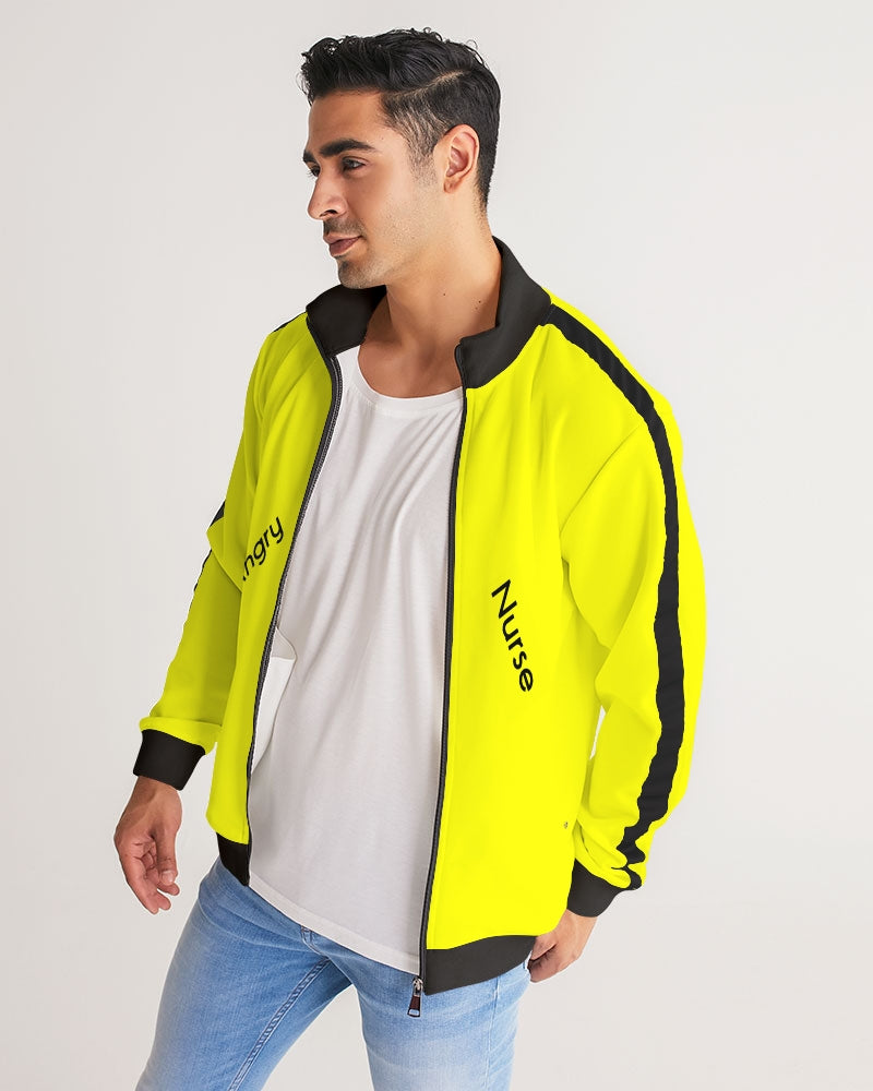 Angry Yellow Men's Stripe-Sleeve Track Jacket