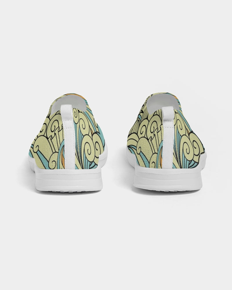 Angry yellow blue green print Women's Slip-On Flyknit Shoe