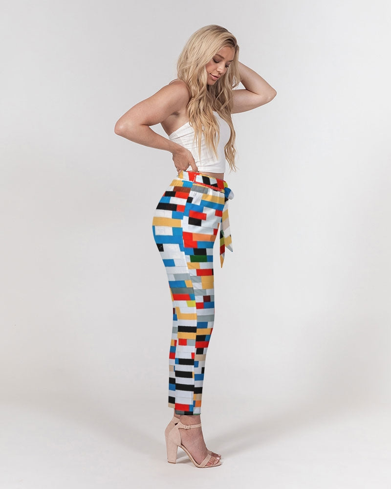 Angry Blocks Women's Belted Tapered Pants