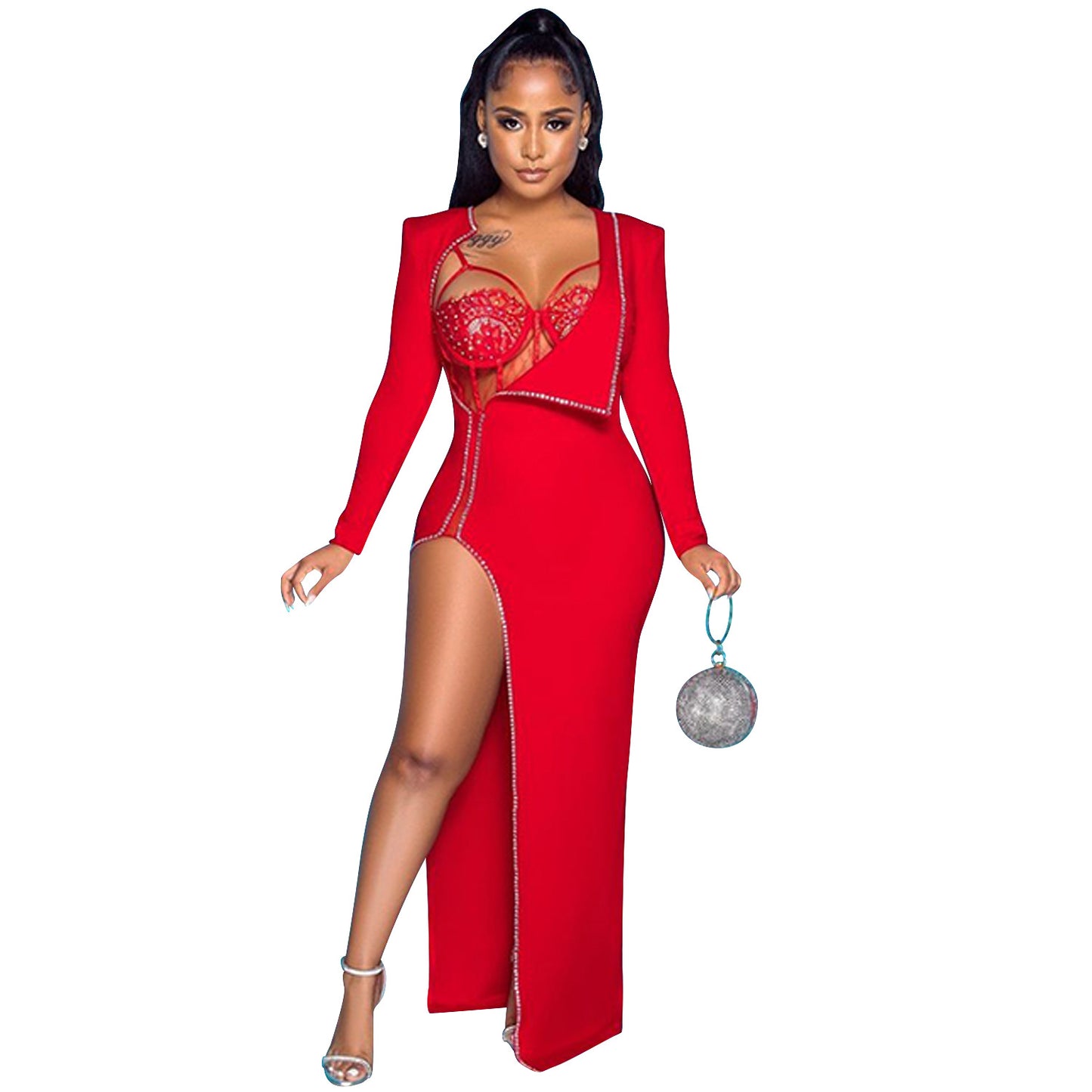 Women's Solid Color Irregular Long Sleeve Jumpsuit