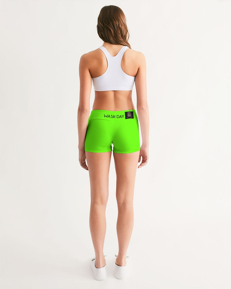 neon green Women's Mid-Rise Yoga Shorts