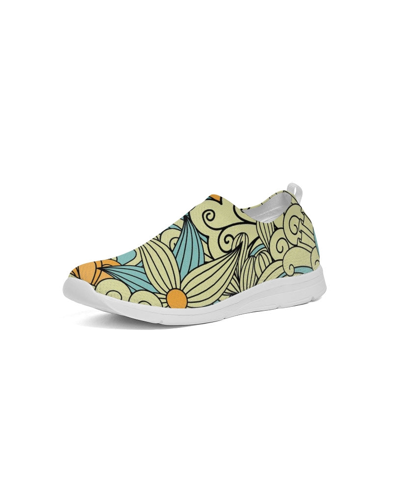 Angry yellow blue green print Women's Slip-On Flyknit Shoe