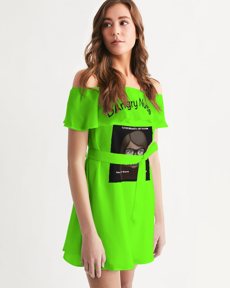 neon green Women's Off-Shoulder Dress
