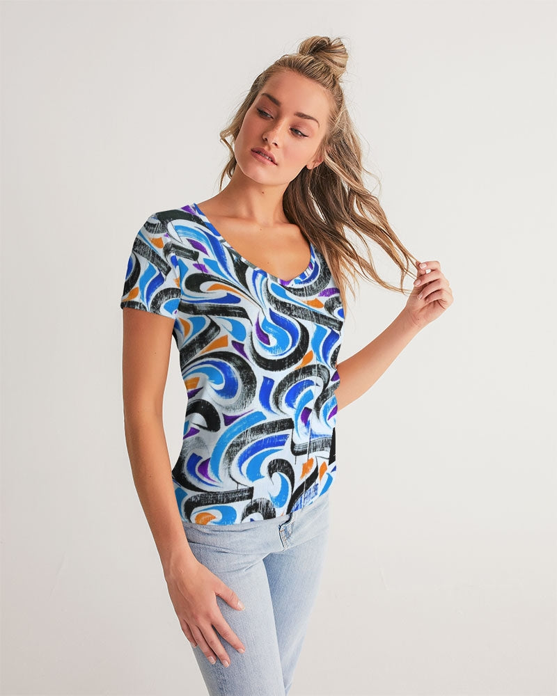 Angry Twirls Women's V-Neck Tee