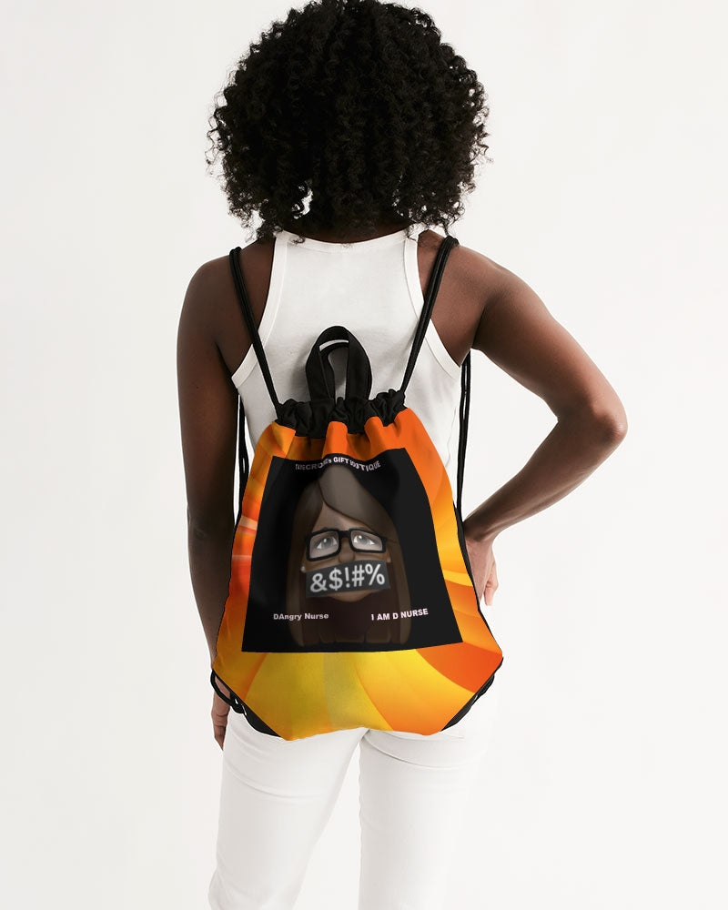 angry orange Canvas Drawstring Bag