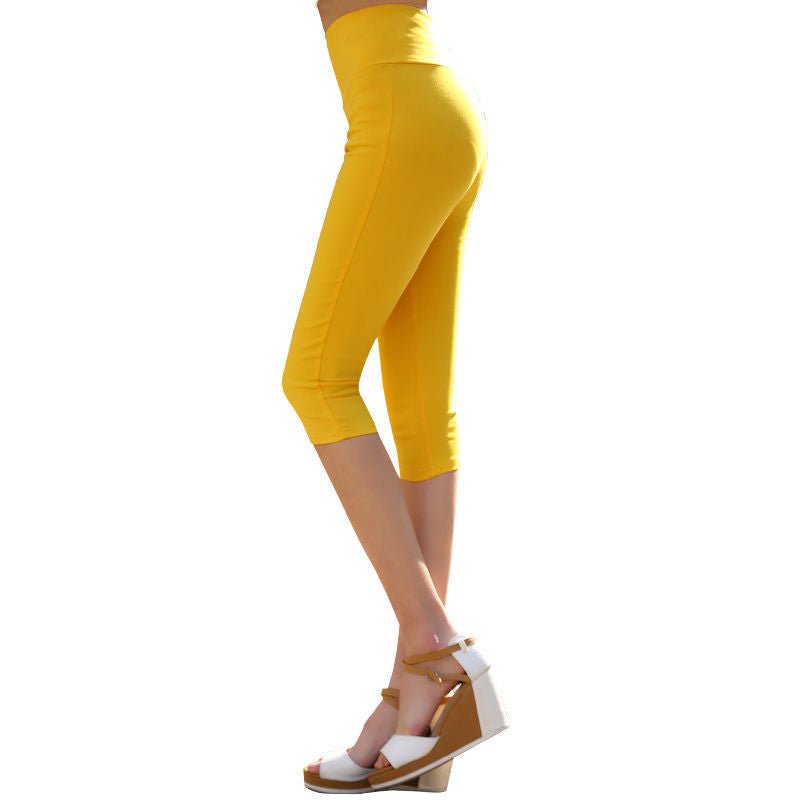 Plus Fat Plus Size Candy Color Cropped Slim-leg Pants