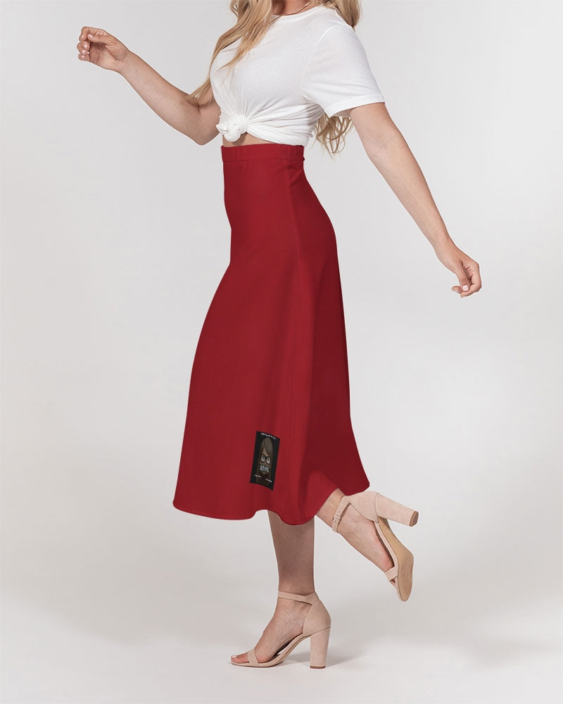 red Women's A-Line Midi Skirt