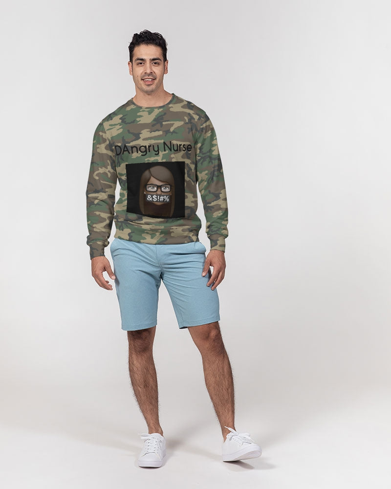 Brown-camo Men's Classic French Terry Crewneck Pullover