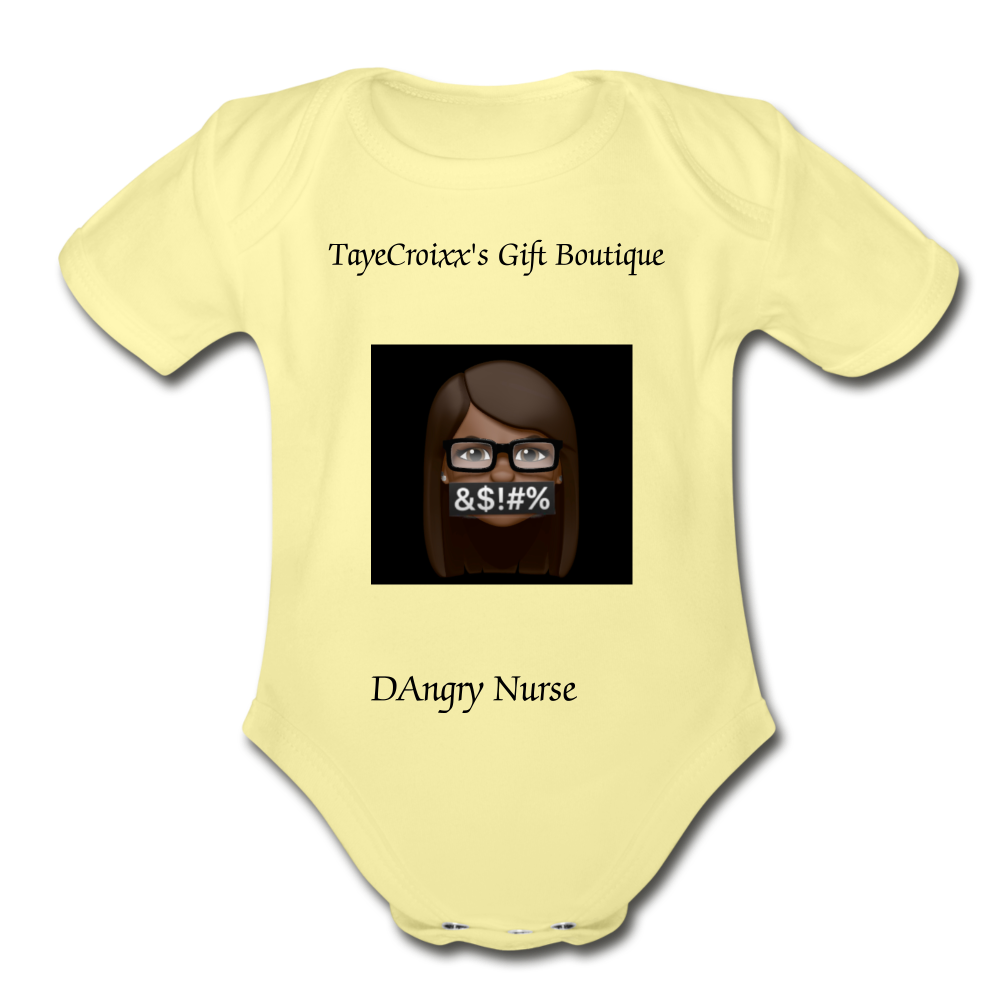 Organic Short Sleeve Baby Bodysuit - washed yellow
