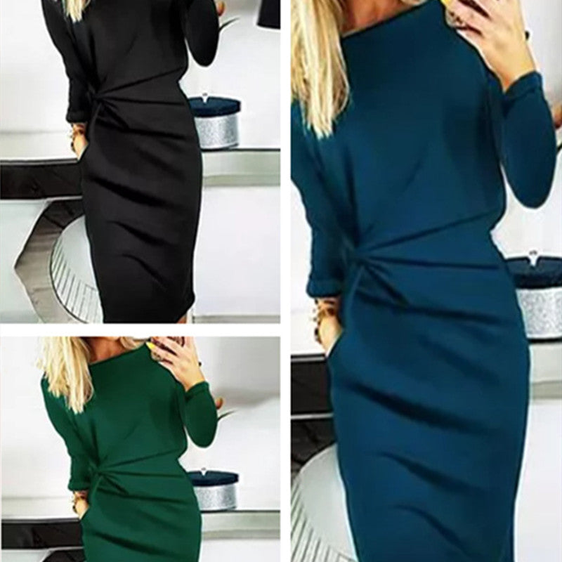 Pullover Round Neck Long Sleeves Dress