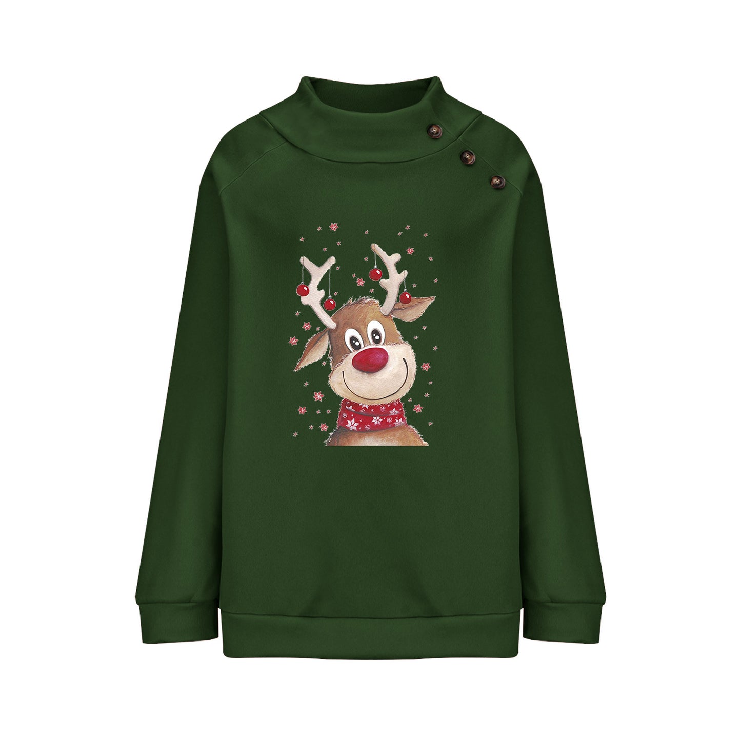 Fawn Christmas Loose Long Sleeve Sweatershirt Women