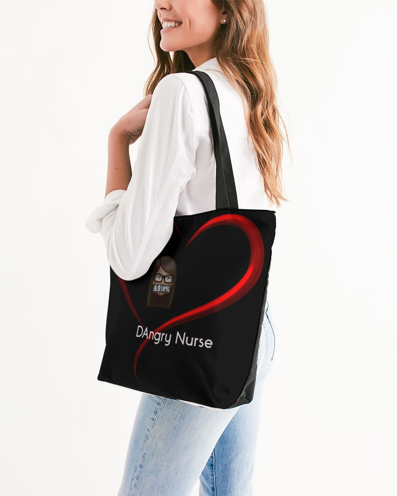 Angry Hearts Canvas Zip Tote