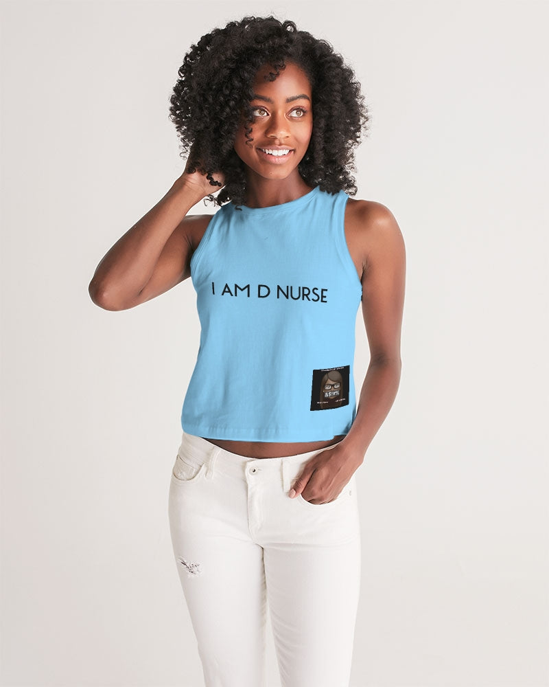 Angry pastel blue Women's Cropped Tank