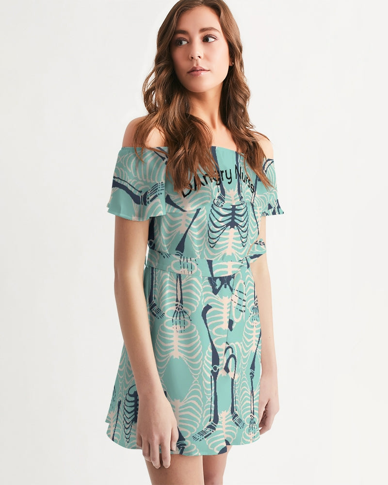 ANGRY SKELeton Women's Off-Shoulder Dress