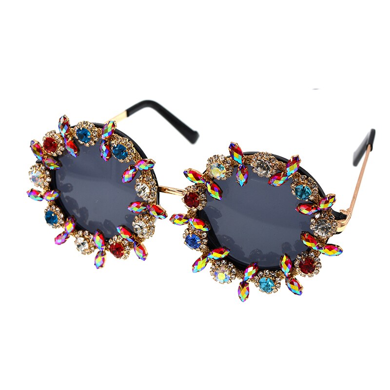 Baroque Rhinestone Crystal Round Sunglasses