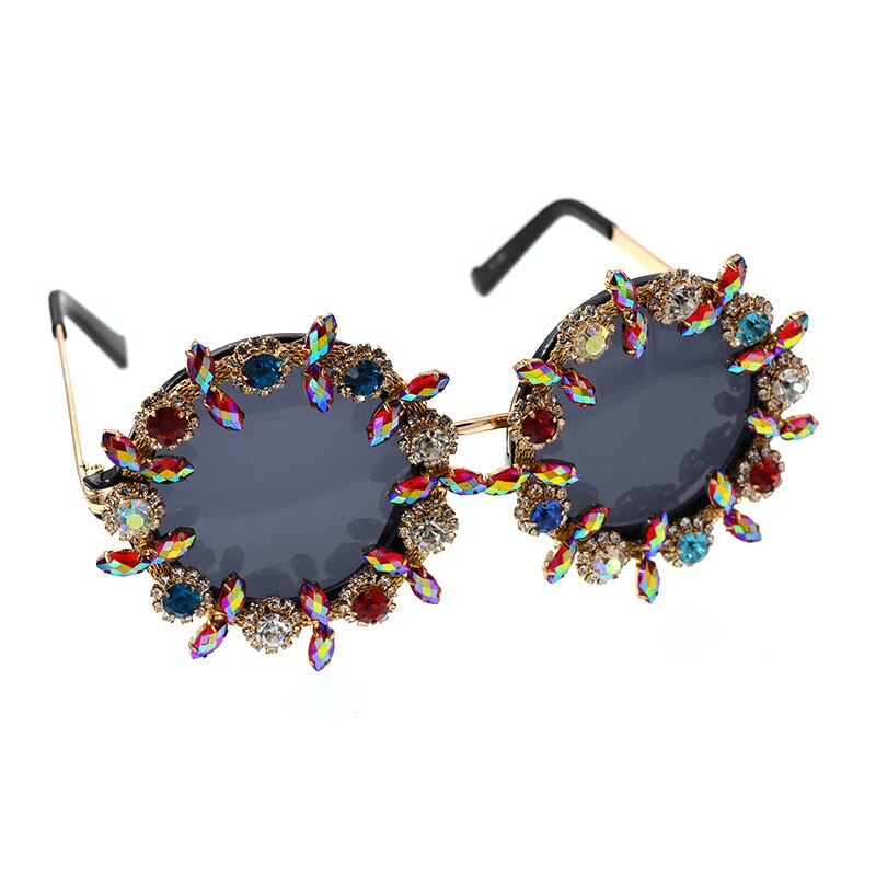 Baroque Rhinestone Crystal Round Sunglasses