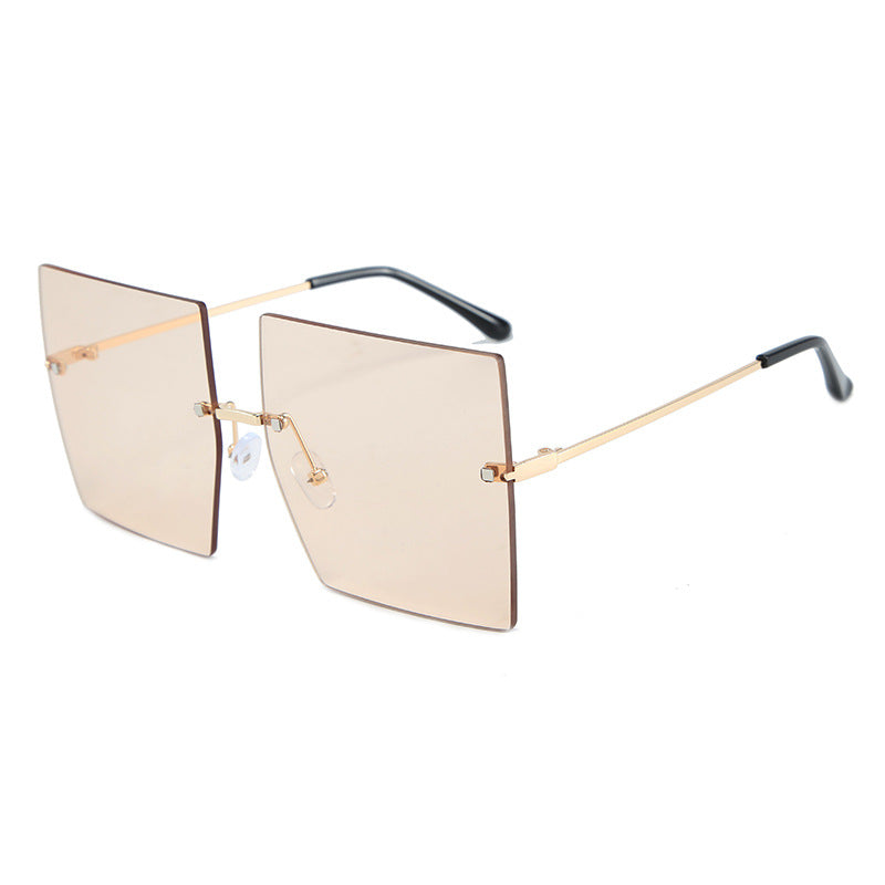 Square frameless metal glasses