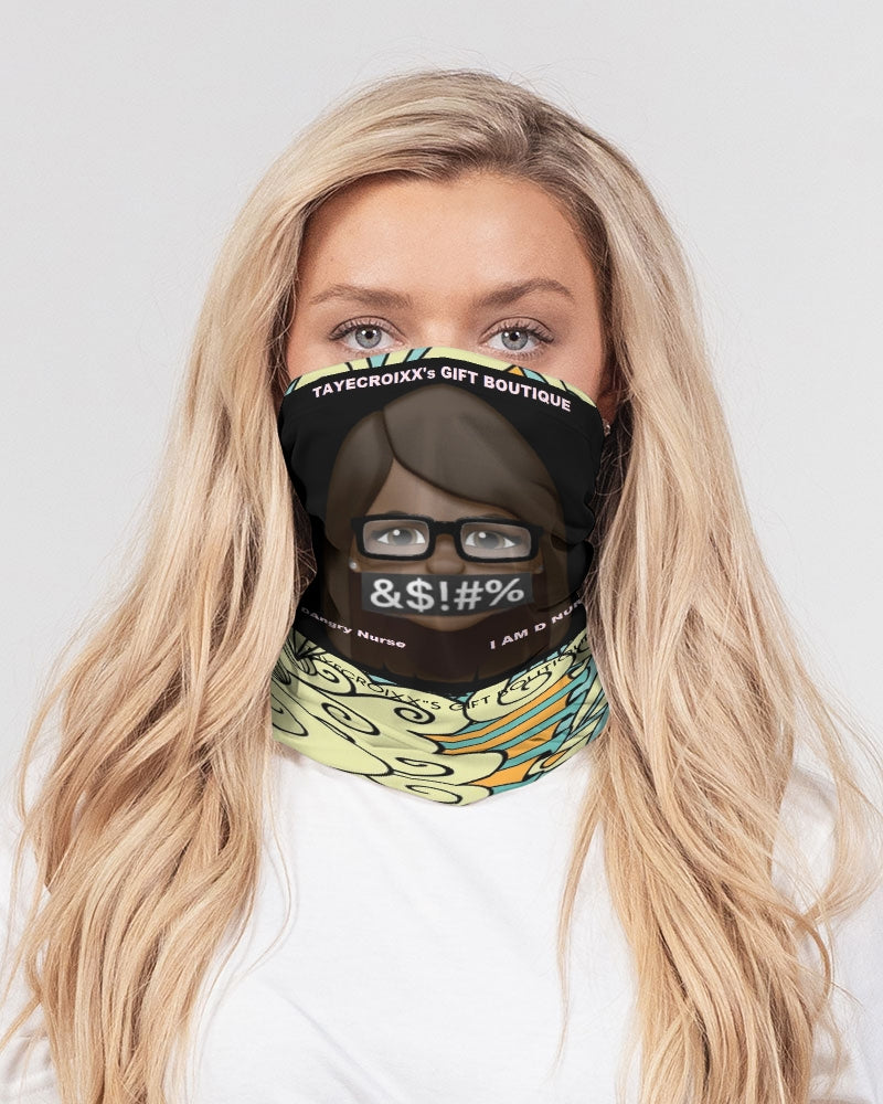 Angry yellow blue green print Neck Gaiter Set