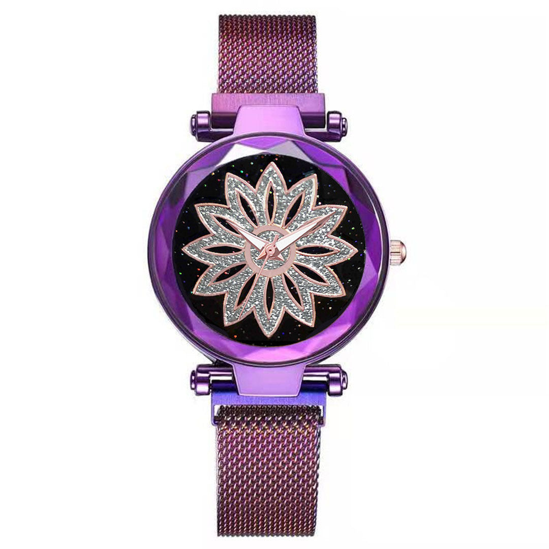 Quartz watch with starry sky surface for ladies